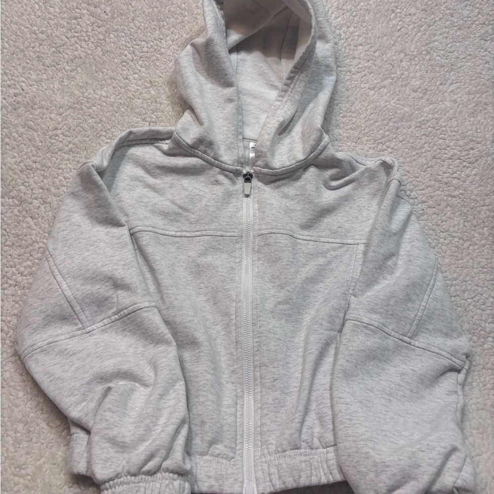 90 Degree By Reflex Kids Light Gray Hooded Zip-Up Jacket